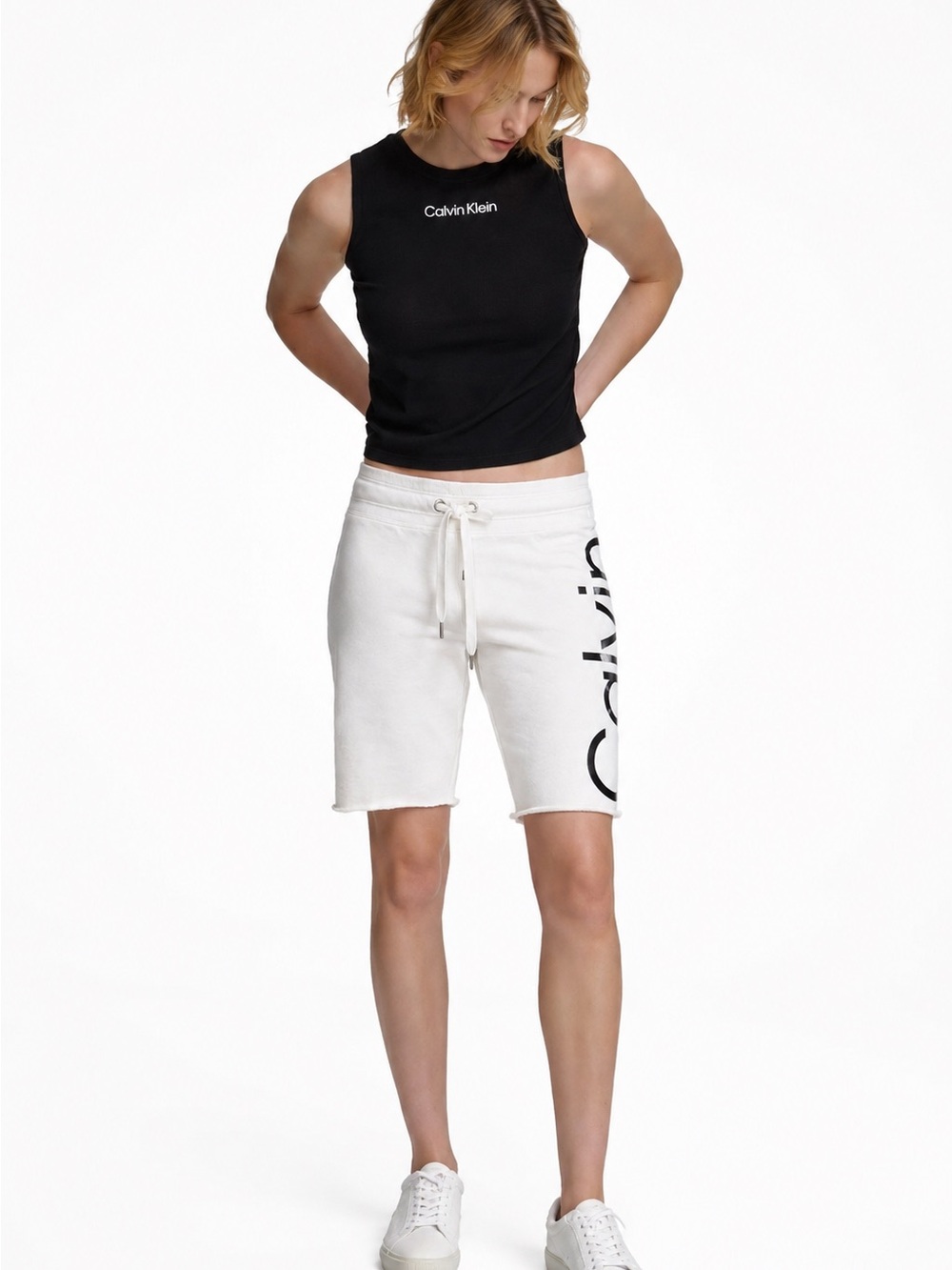 Calvin Klein Performance Logo Bermuda Sweat Shorts White M